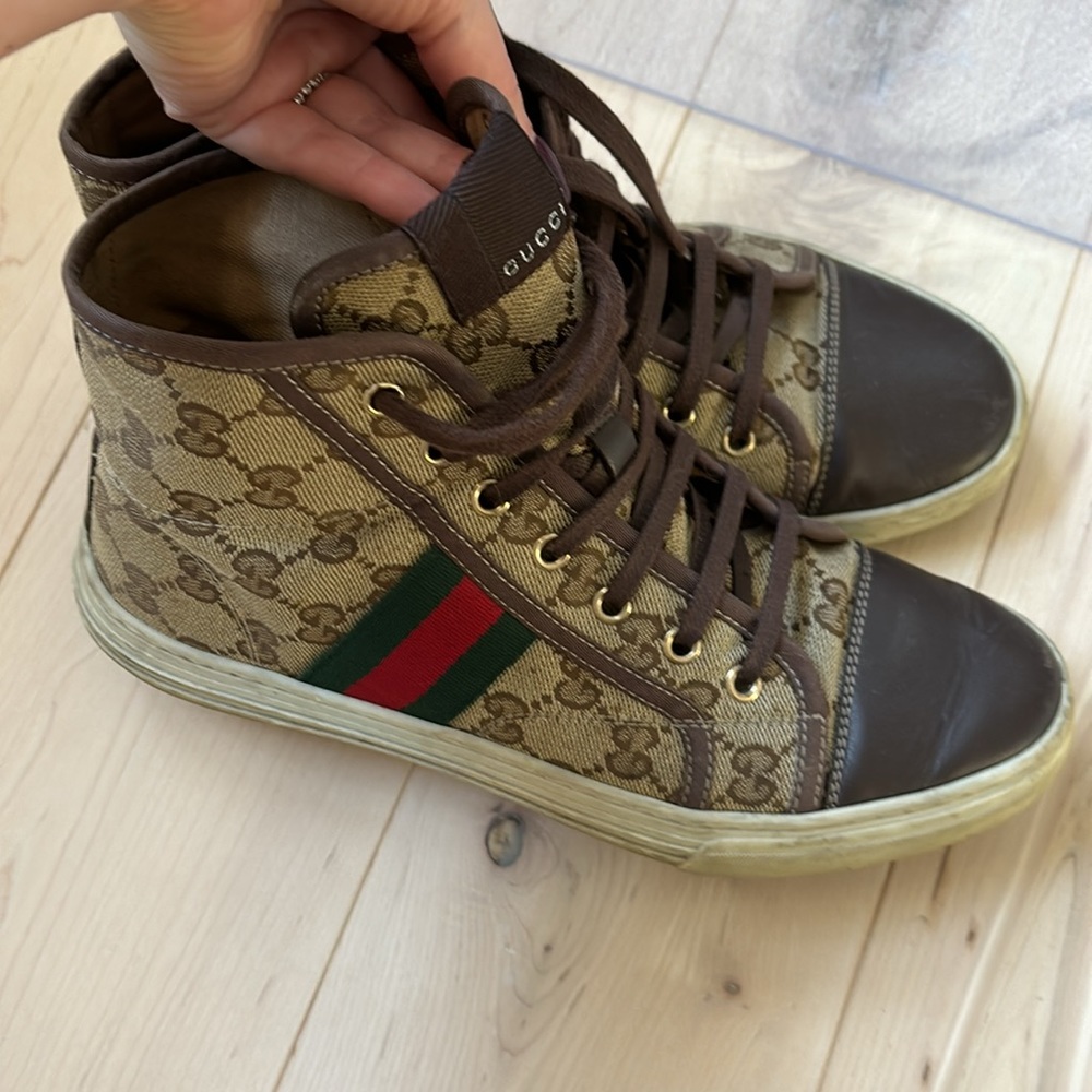 Gucci high-top sneakers with web accent size 38.5